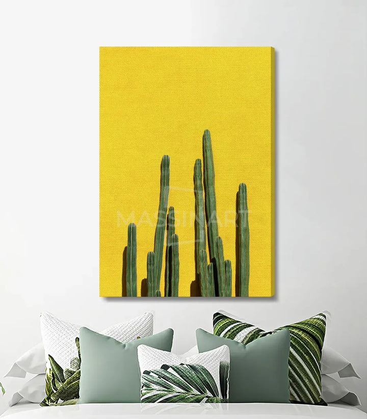 Tableau cactus minimaliste dans chambre contemporaine Massinart