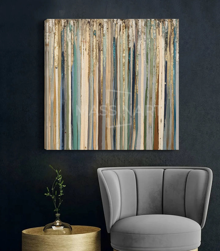 Tableau Color Haze mise en situation salon moderne mur gris Massinart
