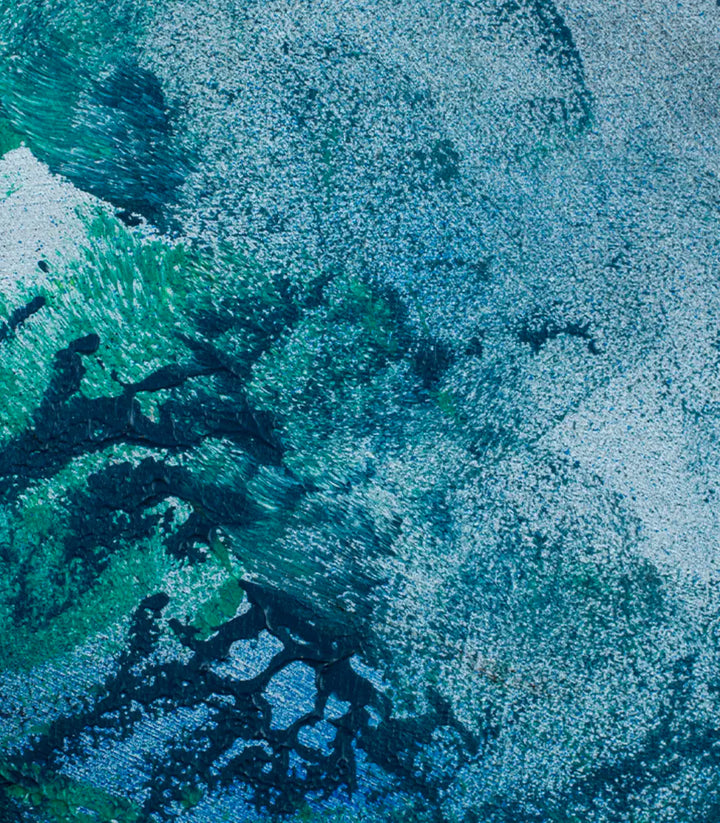 Détail calligraphie islamique triptyque As-Safh bleu turquoise Massinart