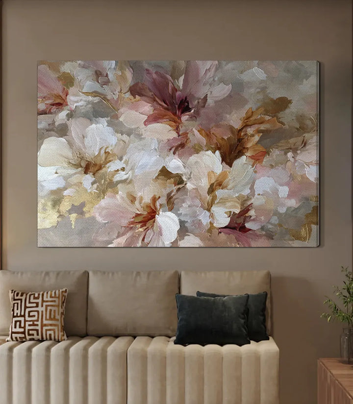 Tableau fleurs aquarelle Lush Serenity chambre à coucher — Massinart