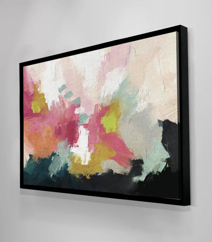 Intérieur salon design, Tableau Sympathy abstrait horizontal framed - Massinart