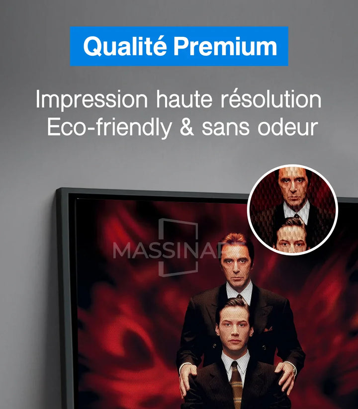Détail affiche The Devil's Advocate portraits sur fond rouge Massinart