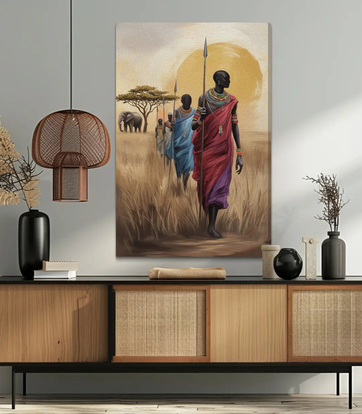 Ambiance bureau — Tableau Savanna March Massinart art figuratif africain