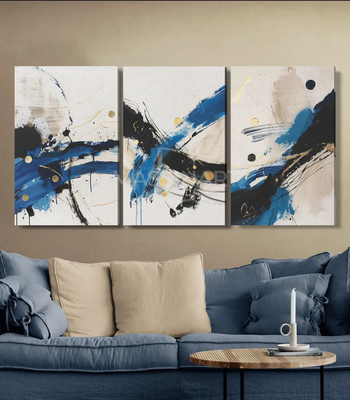 Mise en situation triptyque Cascade salon moderne Massinart