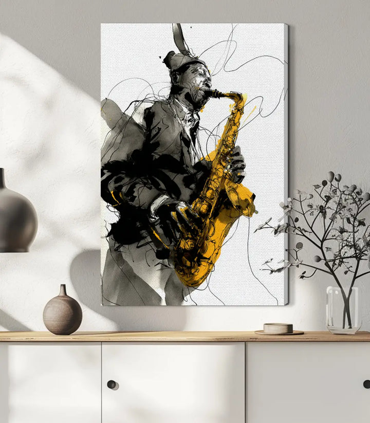 Tableau Jazz Reverie affichage mur blanc — tableau musique Massinart