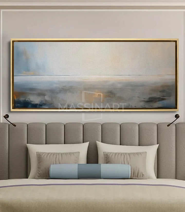 Mise en situation tableau paysage horizontal chambre décoration murale Massinart