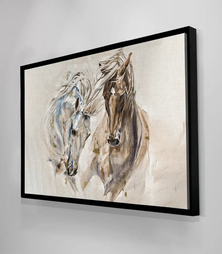 Détail peinture — Tableau Chevaux Émotifs coups de pinceau expressifs