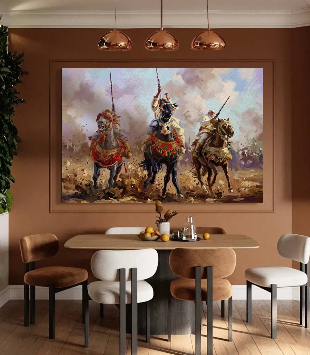 Tableau Baroud salon marocain chevaliers épée combat historique Massinart