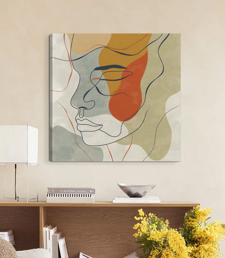Tableau Face in Lines disposition mur salon contemporain Massinart