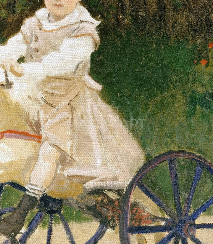 Tableau enfant tricycle Monet, style impressionniste couleurs naturelles — Massinart