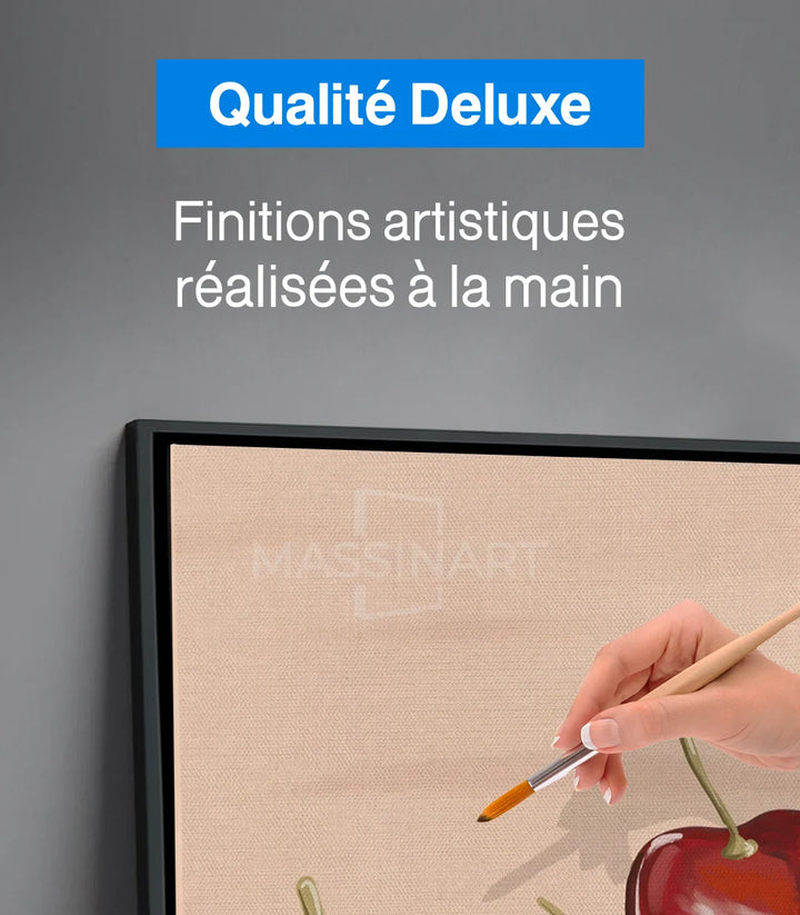 Tableau cerises trio mise en situation mur blanc Massinart