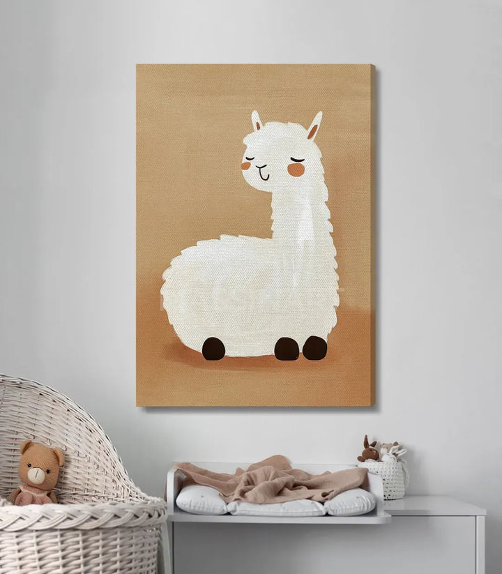 Décoration enfant tableau lama apaisé couleurs chaudes Massinart