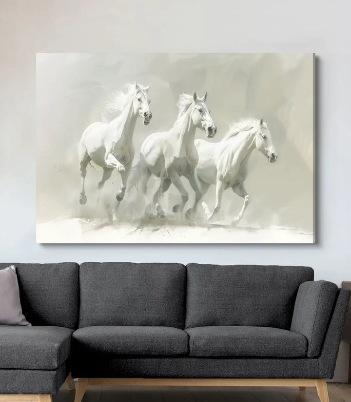 Mise en situation salon moderne Gentle Souls chevaux Massinart