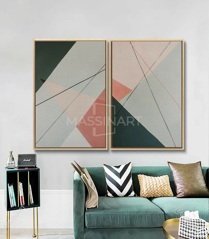 Tableau Lineage Massinart — décoration intérieur minimaliste diptyque encadré