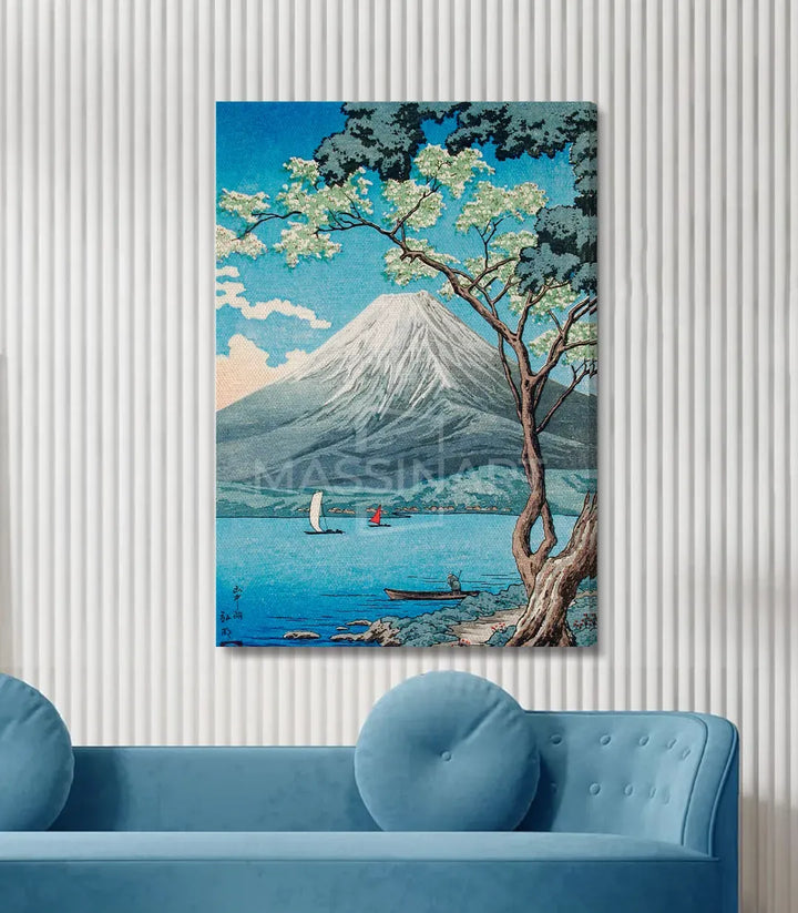 Tableau paysage asiatique — Silent Waters Massinart montagne volcan arbre lac
