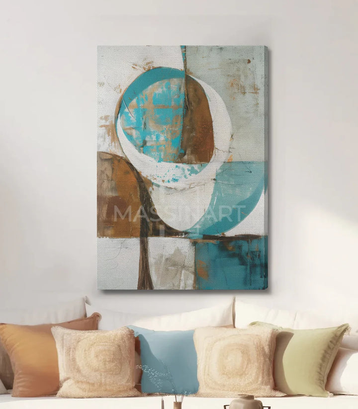 Mise en situation salle manger Tableau Nexus art minimaliste — Massinart