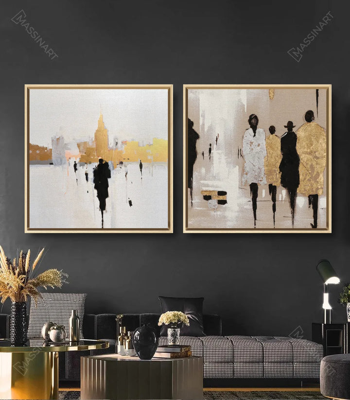 Tableau Fashion Show Massinart — mise en situation salon moderne mur gris