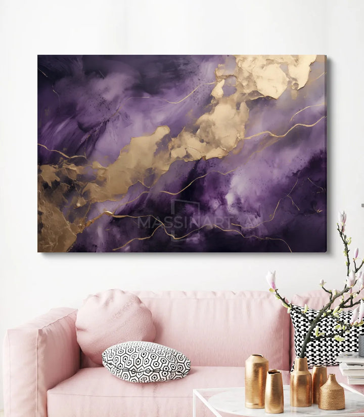 Tableau Royal Elegance abstrait doré texture fluide Massinart
