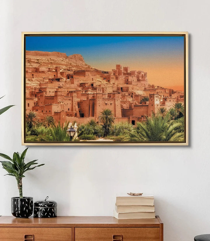 Mise en situation salon moderne tableau Aït Benhaddou Massinart