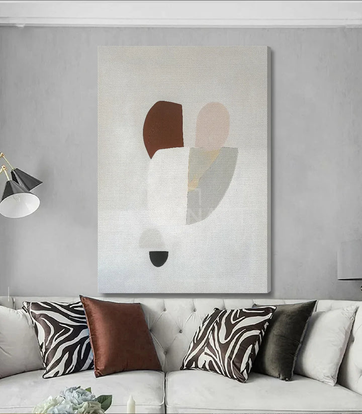 Tableau Cadence profil géométrique blanc beige chambre Massinart
