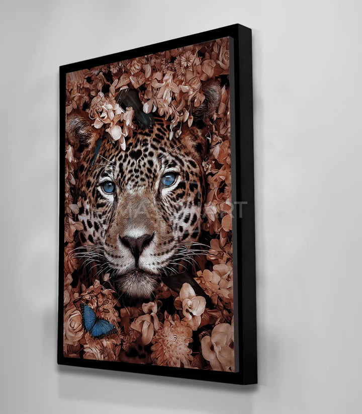 Style décoration intérieur Wild Jaguar tableau jaguar floral Massinart
