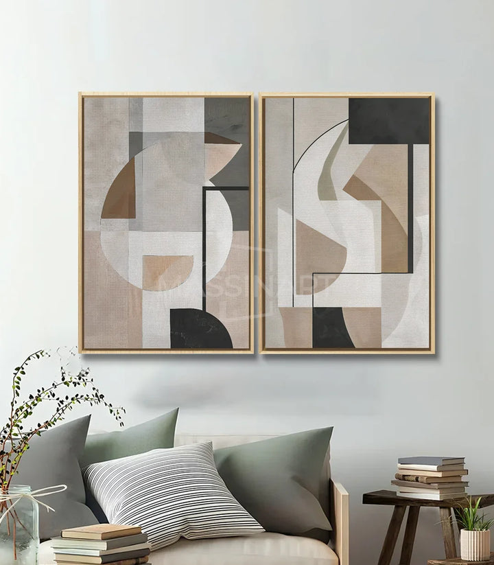 Diptyque formes géométriques dans décoration intérieur contemporain Massinart