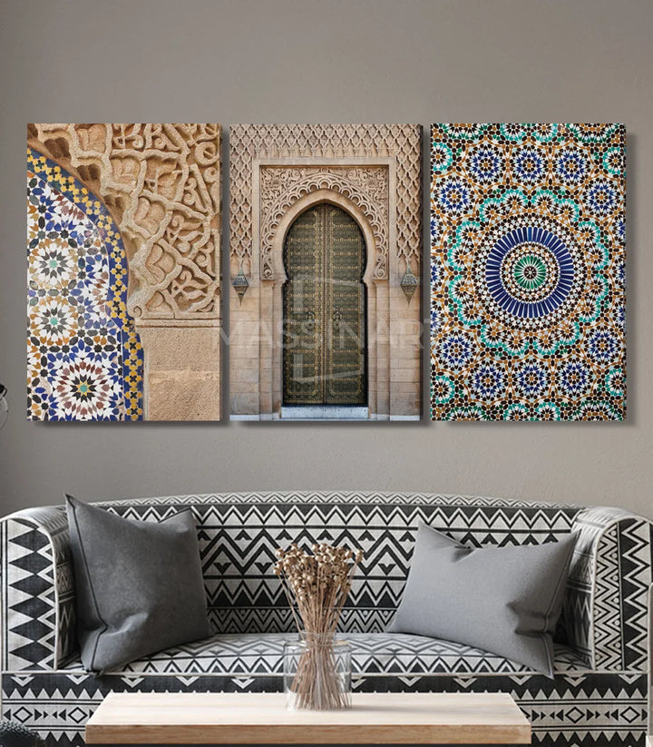 Mise en situation Triptyque Zellej salon marocain Massinart
