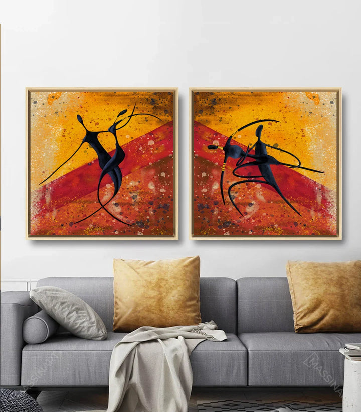 Tableau Danse en couple Massinart — emballage livraison prêt à accrocher