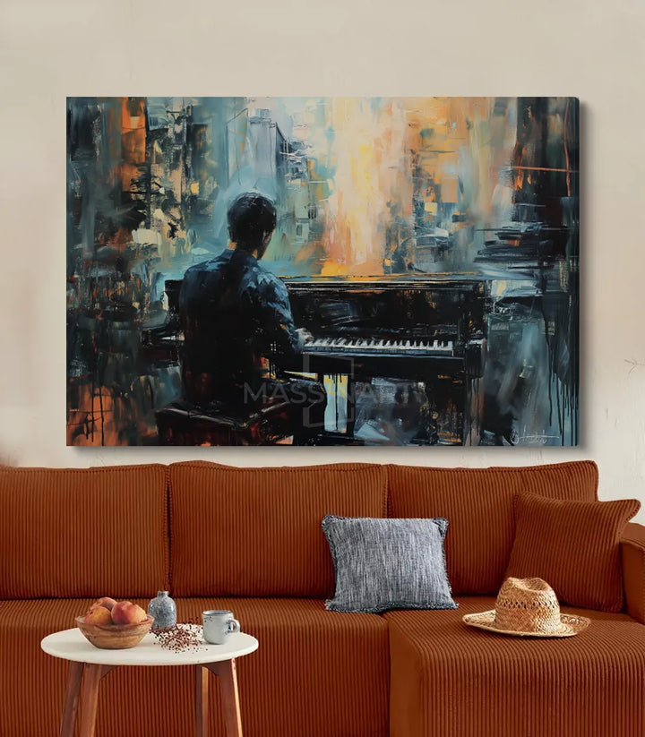 Tableau The Pianist ambiance séjour contemporain Massinart