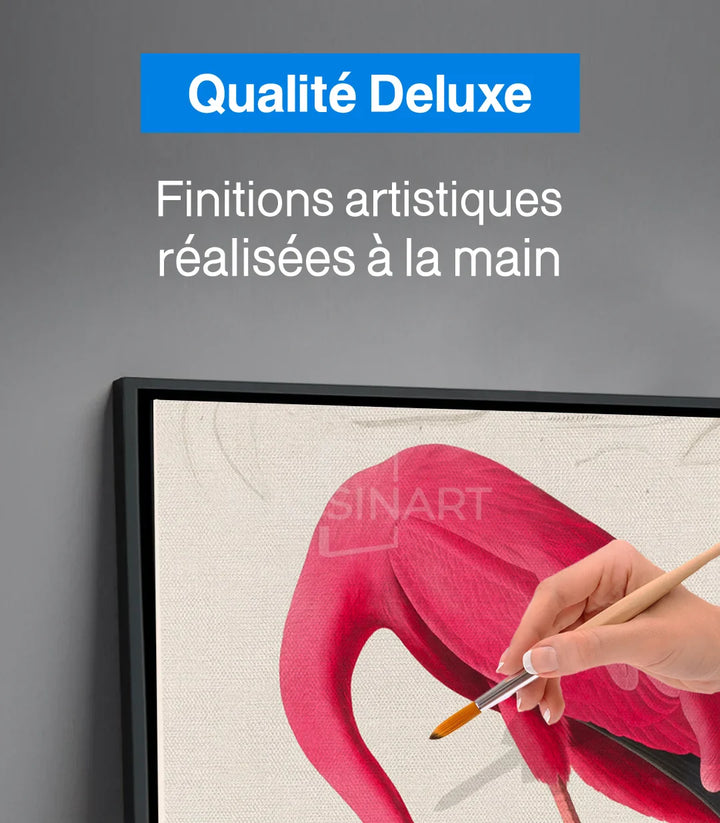 Tableau The Flamingo's Stance illustration nature cadre noir Massinart