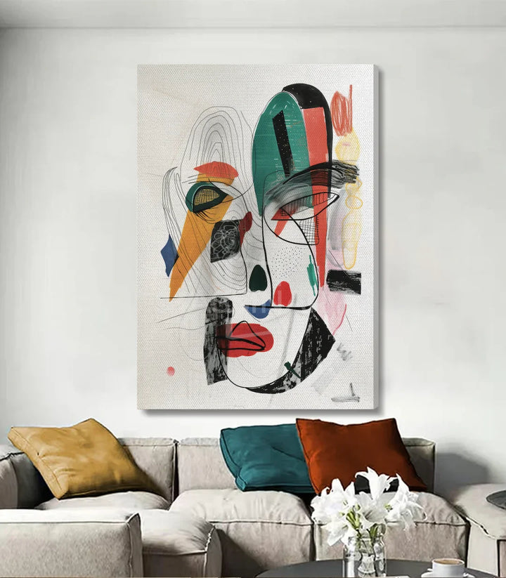 Tableau portrait abstrait formes géométriques Masked Massinart