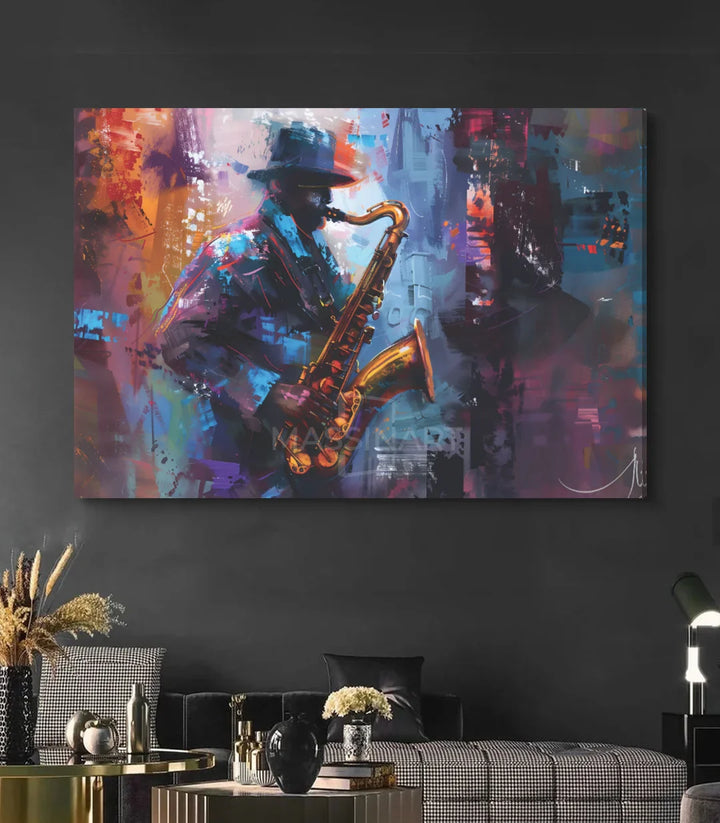 Tableau Night Mood jazz urbain ambiance salon design Massinart