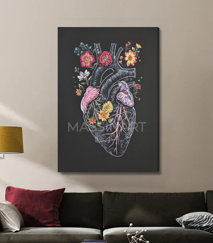 Tableau coeur floral chambre à coucher — design contemporain Massinart