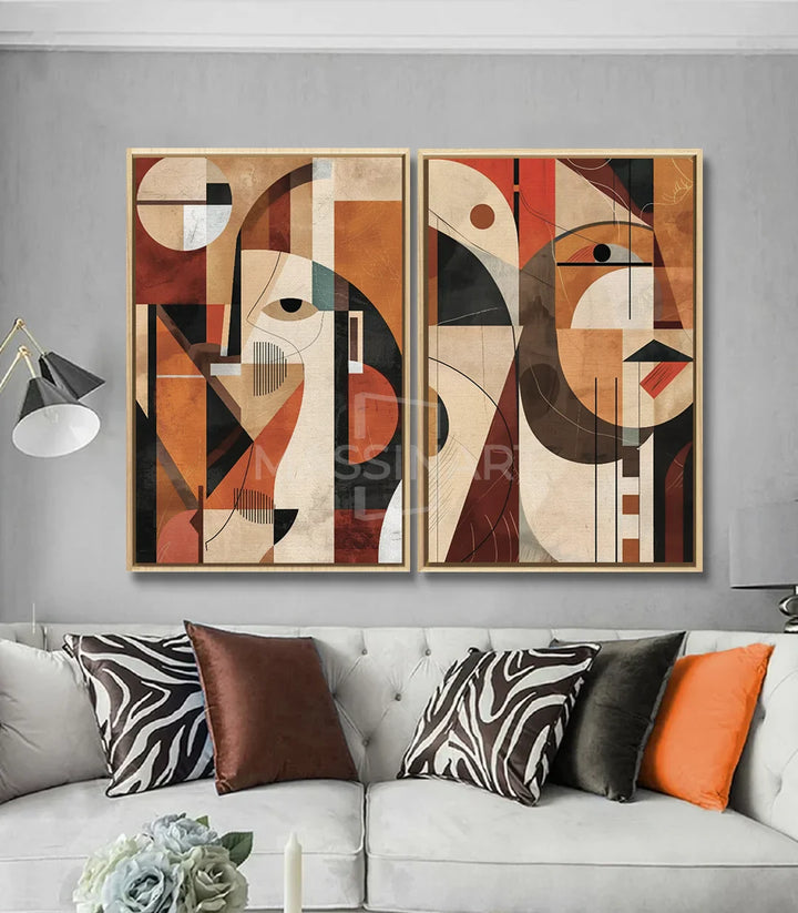 Tableau Mirror diptyque décoration intérieur design minimaliste, cadre noir Massinart