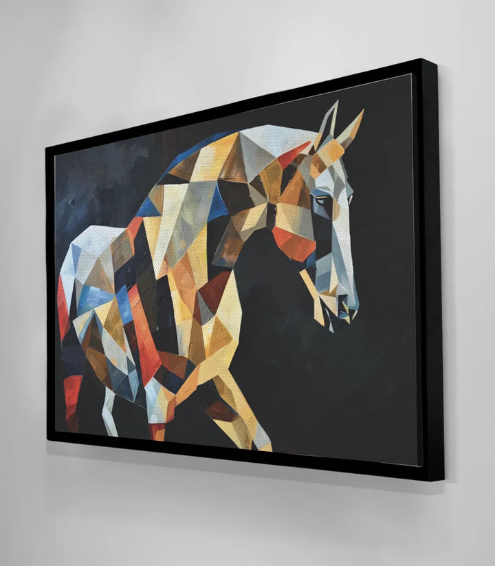 Simulation décoration séjour, tableau géométrique taureau puissance, Massinart
