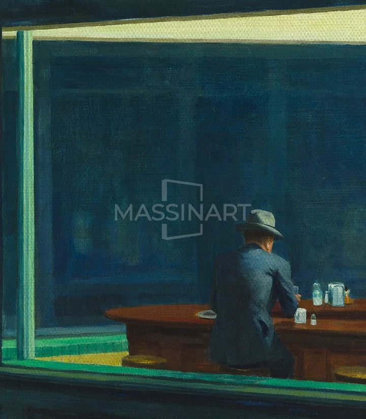 Ambiance chambre — Tableau Nighthawks Edward Hopper décoration murale Massinart