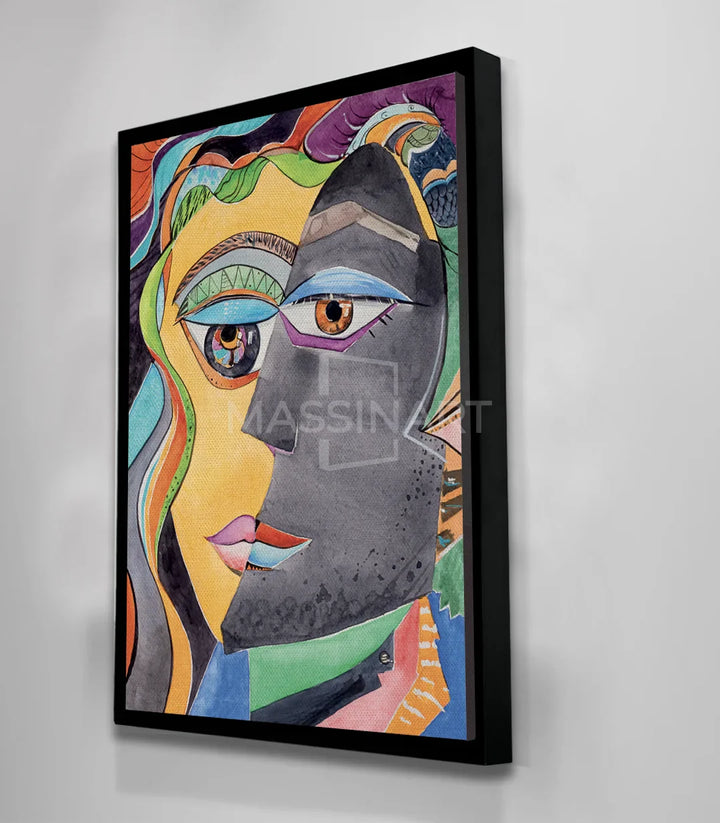 Détail tableau Lovers motifs géométriques ornementaux expressionnistes Massinart