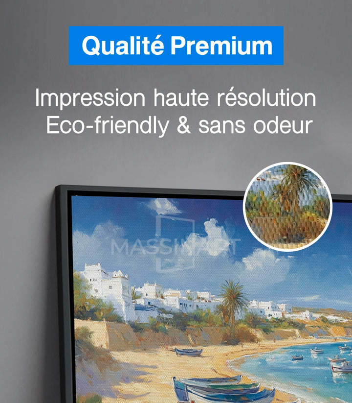 Tableau Coastal Breeze Massinart — mise en situation bureau paysage côtier
