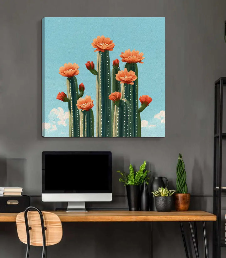 Tableau Floral Cactus intérieur moderne Massinart — décoration séjour