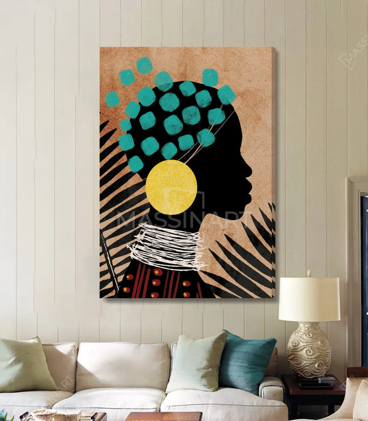 Tableau African Queen style géométrique femme africaine Massinart