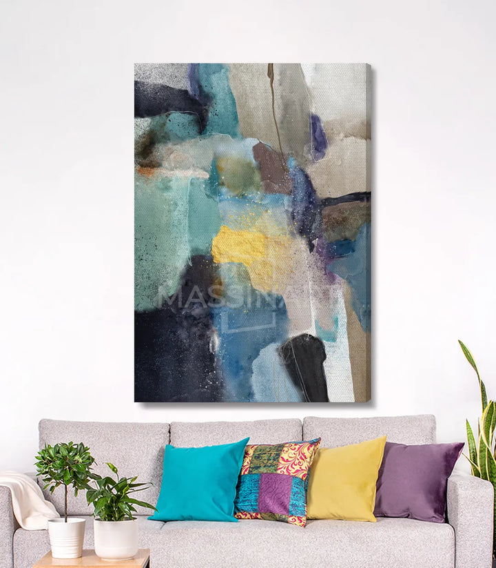Tableau Spatters Fashion Drawing mise en situation couleur mur blanc Massinart