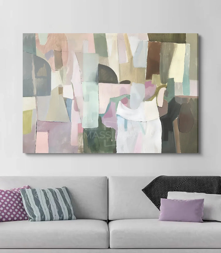 Tableau abstrait moderne dans décoration intérieur contemporain séjour — Massinart