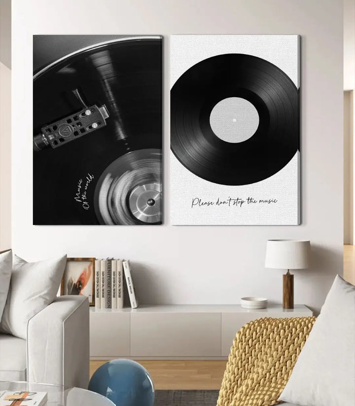Décoration intérieur contemporain diptyque vinyle Massinart au-dessus console