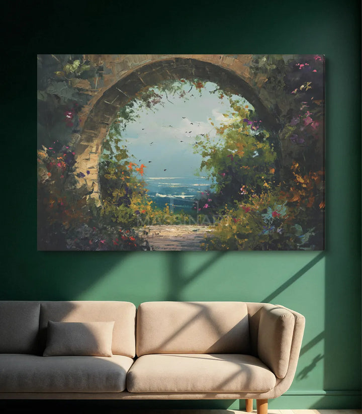 Tableau voûte fleurie paysage marin poétique Massinart