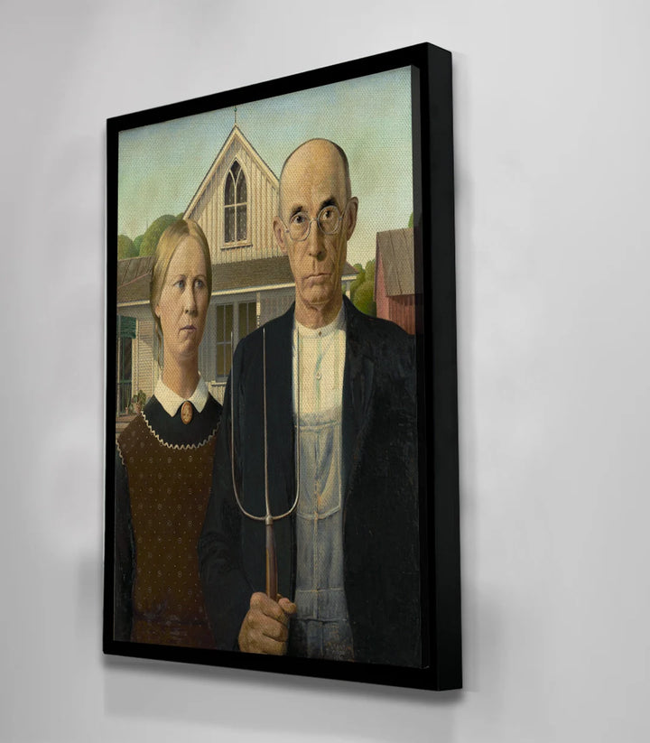 Tableau American Gothic portrait couple maison gothique Massinart