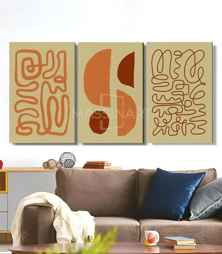 Mise en situation salon moderne Rustic Impressions triptyque Massinart