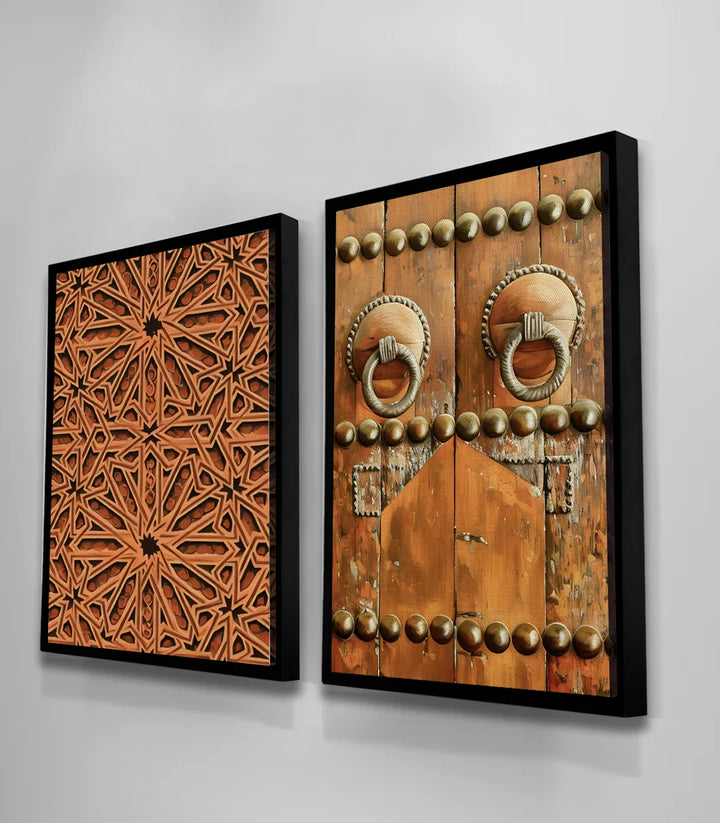 Détail zellige arabesque terracotta tableau Massinart