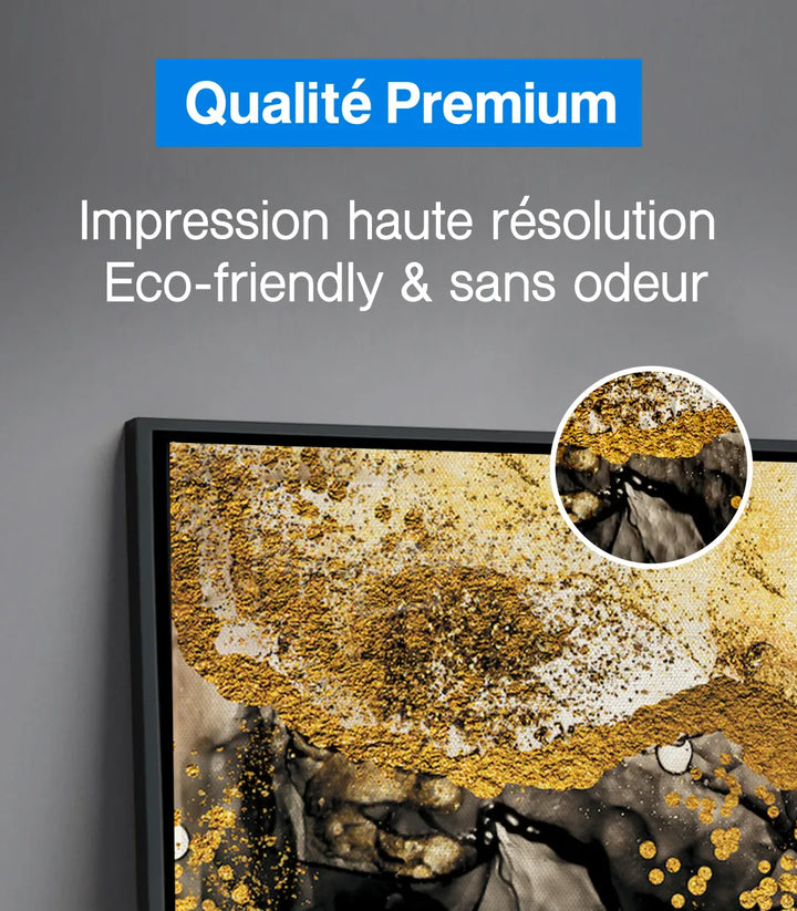 Tableau Inspiration abstrait horizontal — harmonie noir, beige et doré Massinart