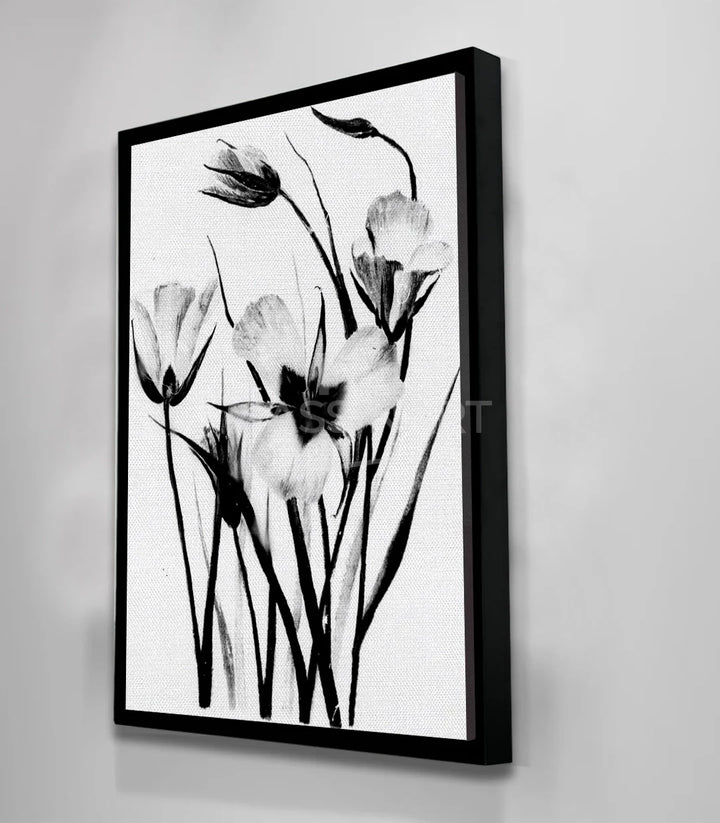Tableau Dark Petals mise en situation salon gris Massinart