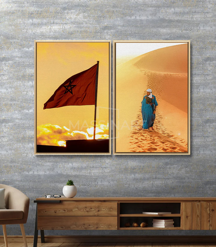 Tableau femme Touareg dunes ocre — décoration intérieur Massinart